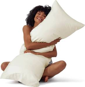 lot 8176 image: Bedsure 20x54 Body Pillow Cover - Ivory Satin, Cooling, Silky