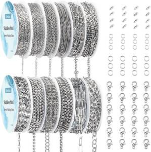 lot 8207 image: 95.1ft Stainless Steel Chains for DIY Jewelry Making, 12 Rolls
