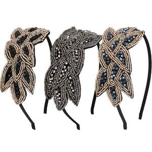 lot 8209 image: Tatuo 3pcs 1920s Flapper Headbands Women Vintage Rhinestone
