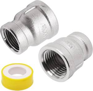 lot 8214 image: Reducing Coupling 12 x 38 NPT Female Thread 304 SS, 2 Pack