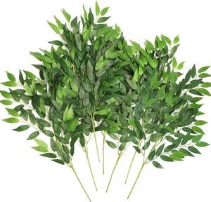 lot 8228 image: CEWOR Italian Ruscus Stems, 27.6in Artificial Greenery, 12pcs
