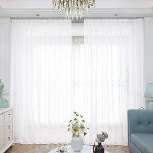 lot 8230 image: ABCHOME Sheer Curtains Ivory, 52 W x 95 L  2 Pcs
