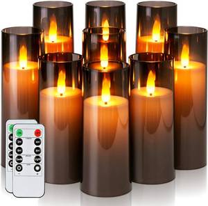 lot 8231 image: Homemory Flameless Candles, Pack of 9, D2.2 x H5 6 7