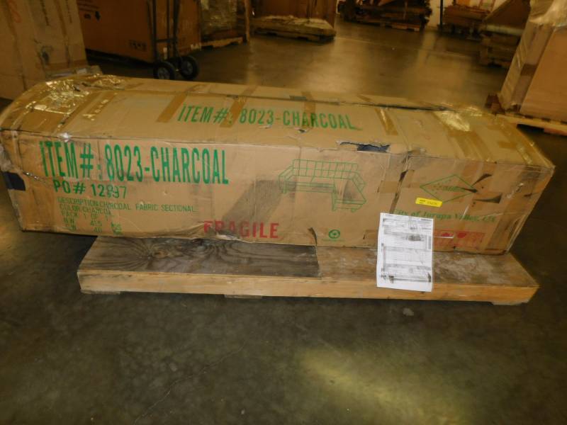 lot 2222 image: 8023-Charcoal Fabric Sectional Sofa