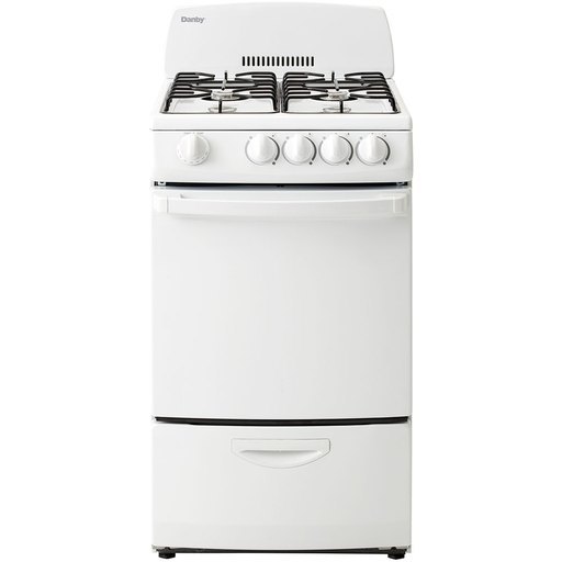 lot 2210 image: DR200WGLP 20 Natural Gas Range With 2.4 Cu. Ft. Oven Capacity  Three Piece Broiler Pan  Four Burners  Front Mount Push  Four Adjustable Legs and Turn Safety