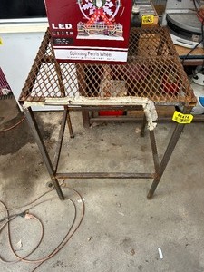 lot 41474 image: Vintage Industrial Metal Mesh Work Table