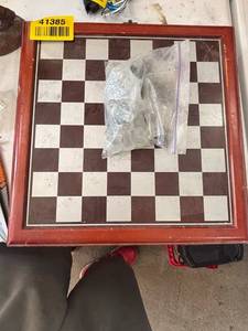 lot 41385 image: Vintage Medieval Chess Set with Storage Board