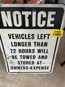 lot 41454 image: Vintage No Parking Metal Warning Sign