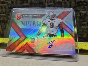 lot 95 image: 2018 Panini Elite Draft Picks Andrew Brown Autographed Card
