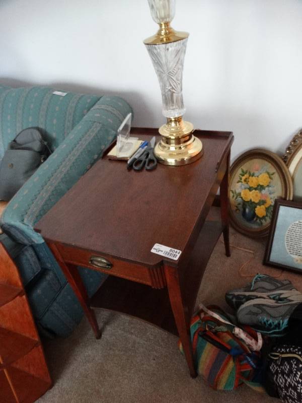 lot 8044 image: Wooden side table, contents not included