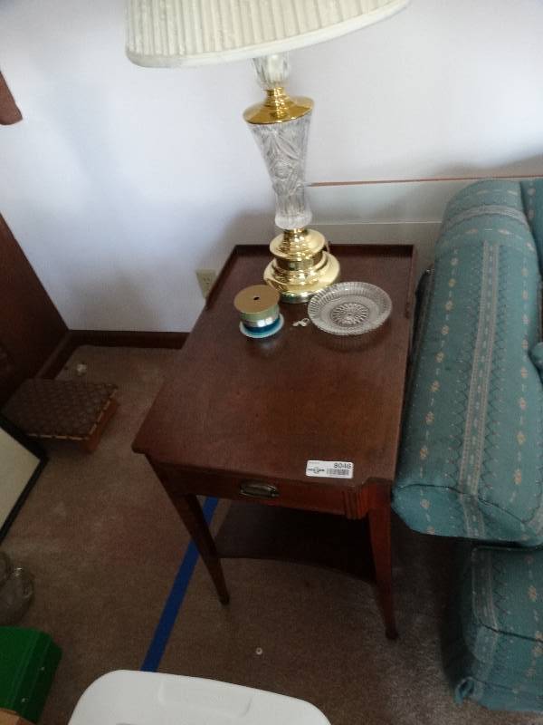 lot 8046 image: Wooden side table, contents not included