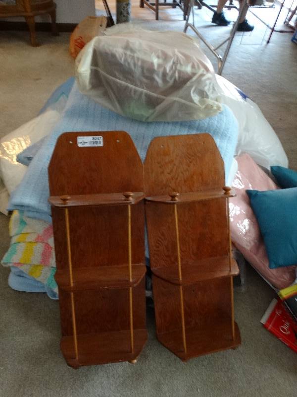 lot 8047 image: Two handmade wooden shelves