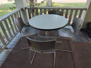 lot 233 image: Restraint style table and chairs.