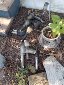 lot 235 image: Solor lights and planter pot.