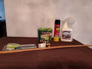 lot 367 image: Soil Moisture Meter, Raid, Pocket Hose and Outdoor Window Cleaner.