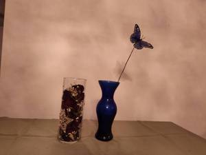 lot 634 image: (2) Vases and Butterfly.