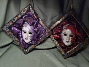 lot 686 image: (2) Hanging Porcelain Wall Mask.