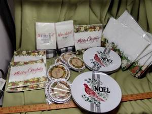 lot 698 image: Christmas Napkins, Plates and Coasters.