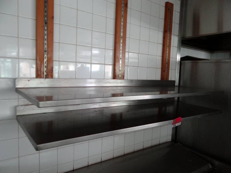 lot 4239 image: 2 Trac Mount Stainless Wall Shelves