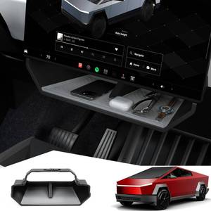 lot 1676 image: Foronetry Under Screen Storage Box with Anti-Slip Silicone Lining Compatible with Tesla Cybertruck 2024, Center Console Organizer for Cybertruck Accessories - Retail $50