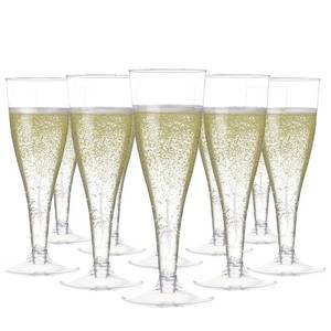 lot 1693 image: Prestee 100 Pack Clear Plastic Champagne Flutes - 4.5 oz Durable Disposable Champagne Glasses for Parties, Weddings, Toasting and Large Celebrations - Elegant Wine Glasses Stemware for Easy Cleanup - Retail $23