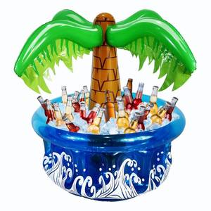 lot 1711 image: RITOLLO 33.5 Inflatable Palm Tree Cooler, Pool Party Decorations, Summer Luau Party Supplies, Hawaiian Tropical Beach Themed Decorations, Blow Up Birthday Drink Cooler - Retail $20