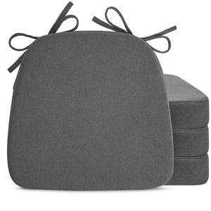 lot 1715 image: Sunsleek Chair Cushions for Dining Chairs, D-Shaped Seat Cushions with Removable Washable Cover and Ties, Chair Pads for Kitchen, Indoor Dining Room, Patio Chairs, 17 x 16, Set of 4, Dark Grey - Retail $45
