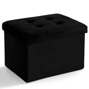 lot 1719 image: LINMAGCO Storage Ottoman Folding Foot Stool Velvet Foot Rest with Padded Modern Ottoman with Storage for Living Room Puppy Step Stool 17x13x13in(Black) - Retail $26