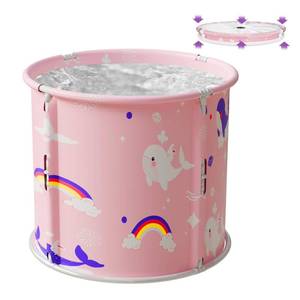 lot 1727 image: Portable Bathtub, Foldable Bathtub for Kids, Therapy Tub for Shower Stall Bathroom Fold Up Japanese Soaking Hot SPA Bath Tub, Christmas Gifts for Boys and Girls 21.65x23.62(Ocean World Pink) - Retail $30