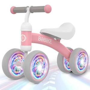 lot 1728 image: Baby Balance Bike Toys for 12-36 Months Kids Toy Boy and Girls Gifts Toddler Best First Birthday Gift Children Walker No Pedal Infant 4 Wheels Bicycle (Colorful, Pink-Light) - Retail $40