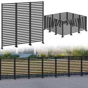 lot 1743 image: Vrisa Gargen Fence Panels 12 Pack Privacy Screen Fencing Border Freestanding Decorative No Dig Fences with T-Shaped Base Air Conditioner Trash Can Fence Outdoor for Deck Patio Balcony Yard, Black - Retail $56