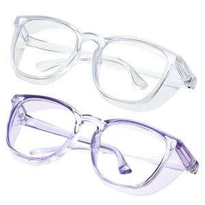 lot 2003 image: konqkin Safety glasses Goggles Nurses Protective Eyewear - Anti Fog Square Frame Stylish Clear Glasses for Women Men (clear blue purple) - Retail $10