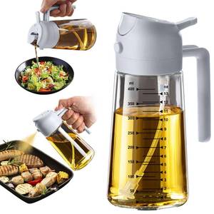 lot 2008 image: TrendPlain 16oz470ml Glass Olive Oil Sprayer for Cooking  2 in 1 Olive Oil Dispenser Bottle for Kitchen Gadgets and Air Fryer Accessories, Salad, BBQ - Ash - Retail $8