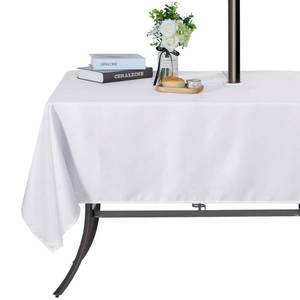 lot 2009 image: SARAFLORA Outdoor and Indoor Tablecloth -60x102 inch White Wrinkle Free Washable Waterproof Table Cloth with Umbrella Hole and Zipper Rectangle Table Cover for SpringSummerPatioPicnicBBQSParty - Retail $16
