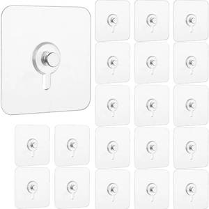 lot 2013 image: FanSiVoKe 20Pcs Adhesive Wall Mount Screw Hooks, No-Trace Sticker Screw Hanging Nails for Bathroom Kitchen (FlatHeadScrew) - Retail $12