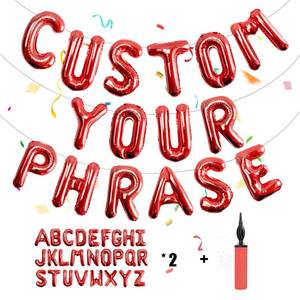 lot 2014 image: Letter Balloons 16 Inch Mylar Foil Alphabet Letter A-Z Balloons Set for Wedding Birthday Party Decoration Banner Custom Phrase 53 Pieces (Red) - Retail $17