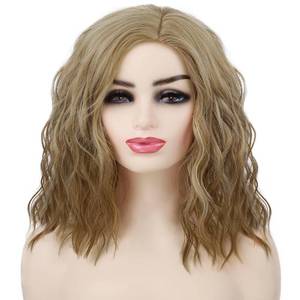 lot 2018 image: G&ampT Wig Blonde Brown Wig for Womens Costume Side Part Heat Resistant Synthetic Curly Wigs for Daily Cosplay Halloween Party (14inch, Brown Blonde) - Retail $17