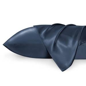 lot 2019 image: Bedsure Satin Pillowcase 2 Pack Similar to Silk Pillow Cases Standard Size, Pillow Case for Sleeping Women with Envelope Closure, Gifts for Women Men, Mood Indigo, 20x26 Inches - Retail $10