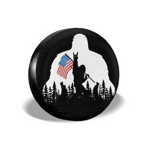lot 2021 image: cozipink Bigfoot American Flag Camping Spare Tire Cover Wheel Protectors Weatherproof Wheel Covers Universal Fit for Trailer Rv SUV Truck Camper Travel Trailers Accessories 14 15 16 17 - Retail $17