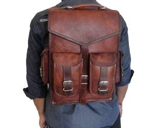 lot 2027 image: Handmade World Brown Vintage Leather Backpack Laptop Messenger Bag Rucksack Sling for Men Women (12 x 16) - Retail $75
