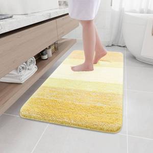 lot 2028 image: Arotive Microfiber Bathroom Rugs, Shaggy Soft and Absorbent Bath Rug, Non-Slip, Thick Plush Machine Washable Dry Bath Mats for Bathroom, Tub and Shower, 44x24, Light Yellow - Retail $41