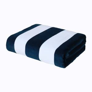 lot 2046 image: Exclusivo Mezcla Cotton Large 30x60 Inches Cabana Stripe Beach Towel, Super Absorbent Soft Plush Pool Bath Towel (Dark Navy) - Retail $15