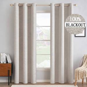 lot 2049 image: MIULEE 100% Blackout Linen Textured Curtains for Bedroom Solid Thermal Insulated Ivory Grommet Room Darkening Curtains & Drapes Luxury Decor for Living Room Nursery 42 x 84 Inch (2 Panels) - Retail $41