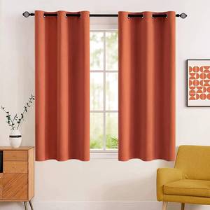lot 2062 image: MIULEE 63 Long Room Darkening Curtains Thermal Insulated Rust Terracotta Drapes Window Treatment Set Grommet Top Light Blocking Blackout Curtain for Fall Living RoomBedroom 2 Panels Burnt Orange - Retail $28