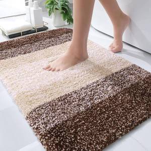lot 2063 image: OLANLY Bathroom Rug Mat 30x20, Extra Soft and Absorbent Microfiber Bath Rugs, Non-Slip Plush Shaggy Bath Carpet, Machine Wash Dry, Bath Mats for Bathroom Floor, Tub and Shower, Brown - Retail $20