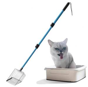 lot 2072 image: Polarduck Cat Litter Scoop Long Handle 22-40.5 Extendable Metal Cat Poop Scooper with Deep Shovel for Litter Box Durable Heavy Duty Cat Litter Shovel for Easy Sifting - Retail $18
