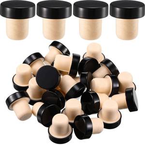 lot 2074 image: Yookeer T-shaped Stopper Cork Wine Bottle Stoppers Reusable Wine Sealing Plug for Beer Bottles DIY Craft(Black,24 Pieces) - Retail $10
