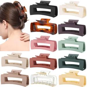 lot 2075 image: 12 Pcs Large Square Hair Claw Clips for Women, 4.3-Inch Matte Rectangle Claw, Strong Hold Non-slip Hair Clips for Thick & Thin Hair,Mixed Color for Gifting, Work, and Daily Styling - Retail $7