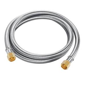 lot 2086 image: 6 Feet Propane Hose Extension, Braided 38 Propane Extension Gas Line, 6ft Flexible LP Gas Line, Female to Female Flare on Both Ends, Brass Connector for Gas Grill, RV Application, Heater, Burner - Retail $19