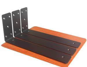 lot 2090 image: A 3 Pack L12 x H 6 x W 2.5 6mm Thick Countertop Support Brackets, Heavy Duty Countertop Hidden Bracket L Shelf Bracket Metal Corbels for Countertops Frosted Black - Retail $25